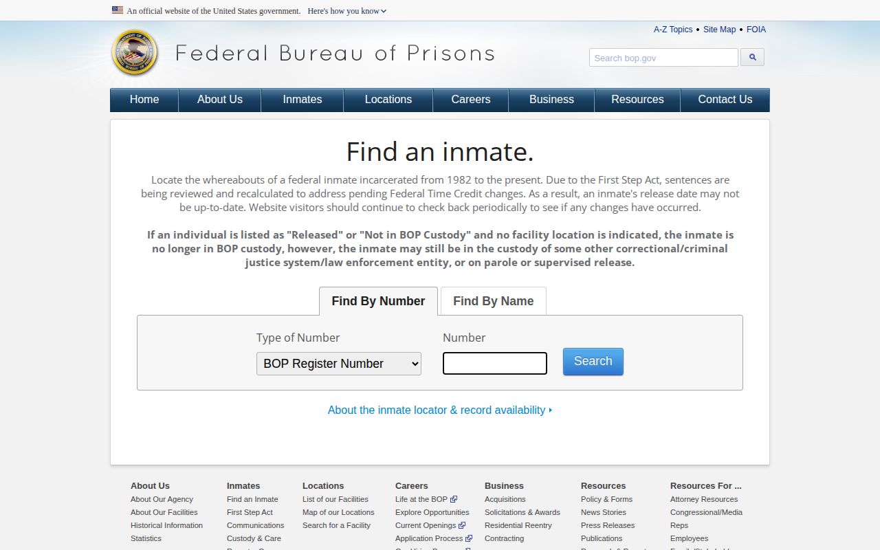 Wilkes County federal Bureau of Prisons release search locator