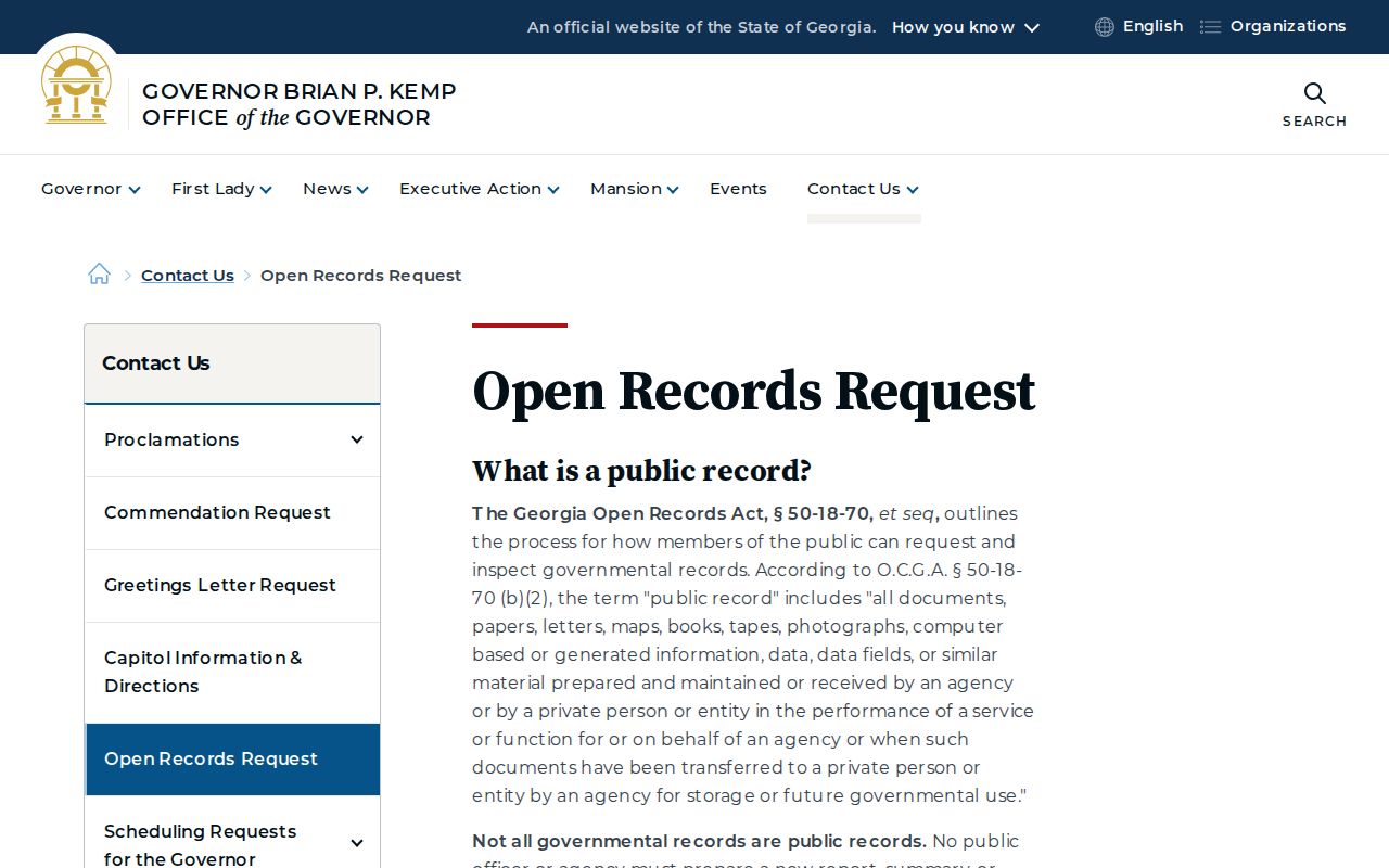 Georgia open-records overview for Wilkes County 72-hour release records